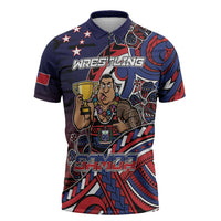 Personalised Samoa Wrestling Zipper Polo Shirt Polynesian Warrior Funny Style - Polynesian Pride