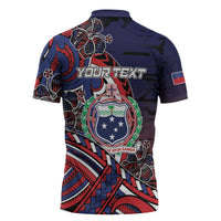 Personalised Samoa Wrestling Zipper Polo Shirt Polynesian Warrior Funny Style - Polynesian Pride