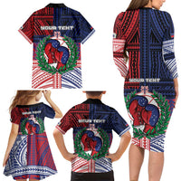 Personalised Samoa Boxing Family Matching Long Sleeve Bodycon Dress and Hawaiian Shirt Samoan Boxer Funny Style DT05 - Polynesian Pride