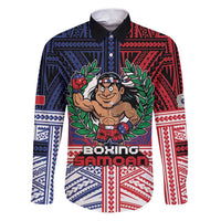Personalised Samoa Boxing Family Matching Puletasi and Hawaiian Shirt Samoan Boxer Funny Style DT05 Dad's Shirt - Long Sleeve Red - Polynesian Pride