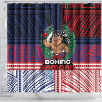 Samoa Boxing Shower Curtain Samoan Boxer Funny Style DT05 - Polynesian Pride