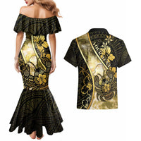 Personalised Niue Couples Matching Mermaid Dress and Hawaiian Shirt Niuean Crab Waves Style DT05 - Polynesian Pride