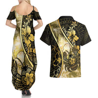 Personalised Niue Couples Matching Summer Maxi Dress and Hawaiian Shirt Niuean Crab Waves Style DT05 - Polynesian Pride