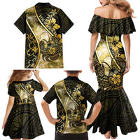 Personalised Niue Family Matching Mermaid Dress and Hawaiian Shirt Niuean Crab Waves Style