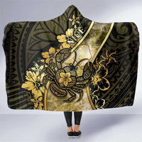 Niue Hooded Blanket Niuean Crab Waves Style