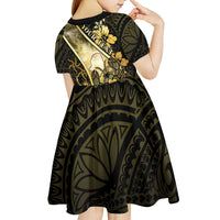 Personalised Niue Kid Short Sleeve Dress Niuean Crab Waves Style DT05 - Polynesian Pride