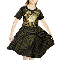 Personalised Niue Kid Short Sleeve Dress Niuean Crab Waves Style DT05 - Polynesian Pride