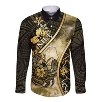 Personalised Niue Long Sleeve Button Shirt Niuean Crab Waves Style