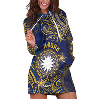 Personalised Nauru Hoodie Dress Hibiscus Polynesian Tribal Pattern