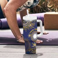Personalised Nauru Tumbler With Handle Hibiscus Polynesian Tribal Pattern DT05 - Polynesian Pride
