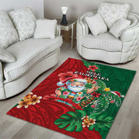 Hawaii Christmas Area Rug Mele Kalikimaka Funny Hawaiian Santa - Polynesian Pride