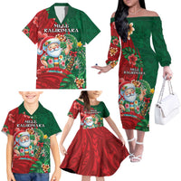 Hawaii Christmas Family Matching Off The Shoulder Long Sleeve Dress and Hawaiian Shirt Mele Kalikimaka Funny Hawaiian Santa - Polynesian Pride