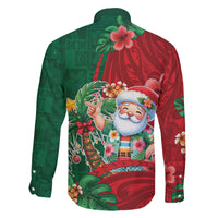 Hawaii Christmas Family Matching Off The Shoulder Long Sleeve Dress and Hawaiian Shirt Mele Kalikimaka Funny Hawaiian Santa - Polynesian Pride