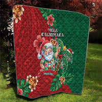 Hawaii Christmas Quilt Mele Kalikimaka Funny Hawaiian Santa - Polynesian Pride