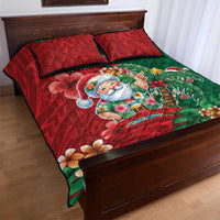Hawaii Christmas Quilt Bed Set Mele Kalikimaka Funny Hawaiian Santa - Polynesian Pride