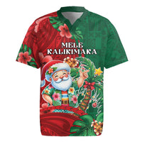 Hawaii Christmas Rugby Jersey Mele Kalikimaka Funny Hawaiian Santa - Polynesian Pride