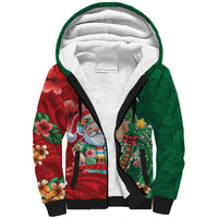 Hawaii Christmas Sherpa Hoodie Mele Kalikimaka Funny Hawaiian Santa DT05 Unisex Green - Polynesian Pride