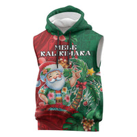 Hawaii Christmas Sleeveless Hoodie Mele Kalikimaka Funny Hawaiian Santa DT05 Green - Polynesian Pride