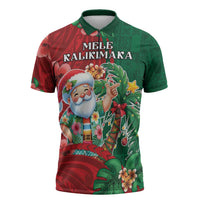 Hawaii Christmas Zipper Polo Shirt Mele Kalikimaka Funny Hawaiian Santa - Polynesian Pride