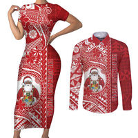 Tonga Christmas Couples Matching Short Sleeve Bodycon Dress and Long Sleeve Button Shirt Kilisimasi Fiefia - Polynesian Pride