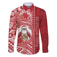 Tonga Christmas Family Matching Long Sleeve Bodycon Dress and Hawaiian Shirt Kilisimasi Fiefia DT05 Dad's Shirt - Long Sleeve Red - Polynesian Pride