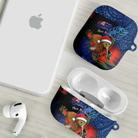 New Zealand Christmas AirPods Case Santa Kiwi Bird With Pohutukawa Flowers - Polynesian Pride