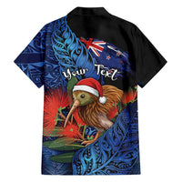 Personalised New Zealand Christmas Family Matching Mermaid Dress and Hawaiian Shirt Santa Kiwi Bird With Pohutukawa Flowers DT05 - Polynesian Pride
