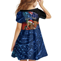 Personalised New Zealand Christmas Family Matching Off Shoulder Maxi Dress and Hawaiian Shirt Santa Kiwi Bird With Pohutukawa Flowers DT05 - Polynesian Pride