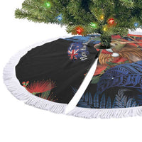 New Zealand Christmas Tree Skirt Santa Kiwi Bird With Pohutukawa Flowers - Polynesian Pride