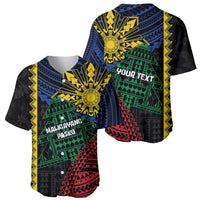 Personalised Philippines Christmas Baseball Jersey Xmas Tree Filipino Tribal Patterns - Polynesian Pride
