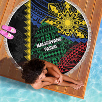 Philippines Christmas Beach Blanket Xmas Tree Filipino Tribal Patterns - Polynesian Pride