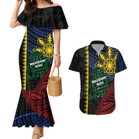Personalised Philippines Christmas Couples Matching Mermaid Dress and Hawaiian Shirt Xmas Tree Filipino Tribal Patterns DT05 Black - Polynesian Pride