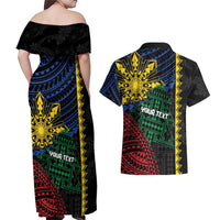 Personalised Philippines Christmas Couples Matching Off Shoulder Maxi Dress and Hawaiian Shirt Xmas Tree Filipino Tribal Patterns DT05 - Polynesian Pride