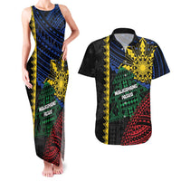Personalised Philippines Christmas Couples Matching Tank Maxi Dress and Hawaiian Shirt Xmas Tree Filipino Tribal Patterns DT05 Black - Polynesian Pride