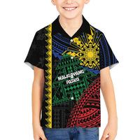 Personalised Philippines Christmas Family Matching Mermaid Dress and Hawaiian Shirt Xmas Tree Filipino Tribal Patterns DT05 Son's Shirt Black - Polynesian Pride