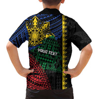 Personalised Philippines Christmas Family Matching Off The Shoulder Long Sleeve Dress and Hawaiian Shirt Xmas Tree Filipino Tribal Patterns DT05 - Polynesian Pride