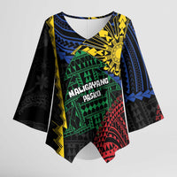 Personalised Philippines Christmas Kimono Sleeve Blouse Xmas Tree Filipino Tribal Patterns - Polynesian Pride
