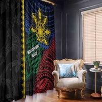 Philippines Christmas Window Curtain Xmas Tree Filipino Tribal Patterns - Polynesian Pride