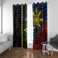Philippines Christmas Window Curtain Xmas Tree Filipino Tribal Patterns - Polynesian Pride