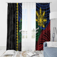Philippines Christmas Window Curtain Xmas Tree Filipino Tribal Patterns - Polynesian Pride
