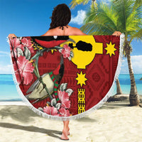 Rotuma Christmas Beach Blanket Rotuma Myzomela Birds With Hibiscus Flowers - Polynesian Pride