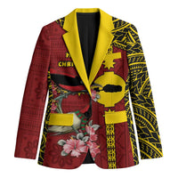 Rotuma Christmas Blazer Rotuma Myzomela Birds With Hibiscus Flowers - Polynesian Pride