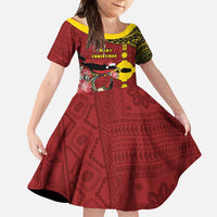 Rotuma Christmas Family Matching Long Sleeve Bodycon Dress and Hawaiian Shirt Rotuma Myzomela Birds With Hibiscus Flowers DT05 Daughter's Dress Red - Polynesian Pride