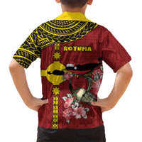 Rotuma Christmas Family Matching Puletasi and Hawaiian Shirt Rotuma Myzomela Birds With Hibiscus Flowers DT05 - Polynesian Pride