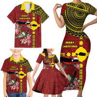 Rotuma Christmas Family Matching Short Sleeve Bodycon Dress and Hawaiian Shirt Rotuma Myzomela Birds With Hibiscus Flowers DT05 - Polynesian Pride
