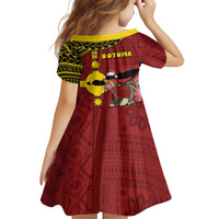 Rotuma Christmas Kid Short Sleeve Dress Rotuma Myzomela Birds With Hibiscus Flowers DT05 - Polynesian Pride