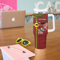 Rotuma Christmas Tumbler With Handle Rotuma Myzomela Birds With Hibiscus Flowers DT05 - Polynesian Pride
