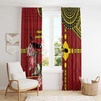 Rotuma Christmas Window Curtain Rotuma Myzomela Birds With Hibiscus Flowers - Polynesian Pride