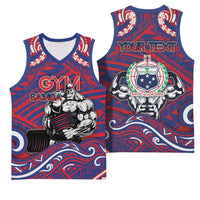 Personalised Samoa Gym Basketball Jersey Muscle Samoan Tribal Waves DT05 - Polynesian Pride