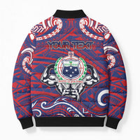 Personalised Samoa Gym Bomber Puffer Jacket Muscle Samoan Tribal Waves DT05 - Polynesian Pride